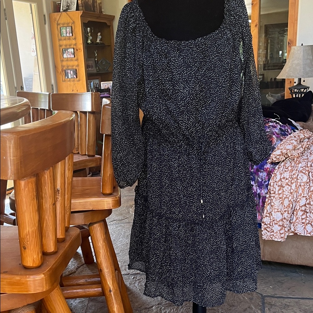 Tommy Hilfiger Black and White Long Sleeve Dress lined 16